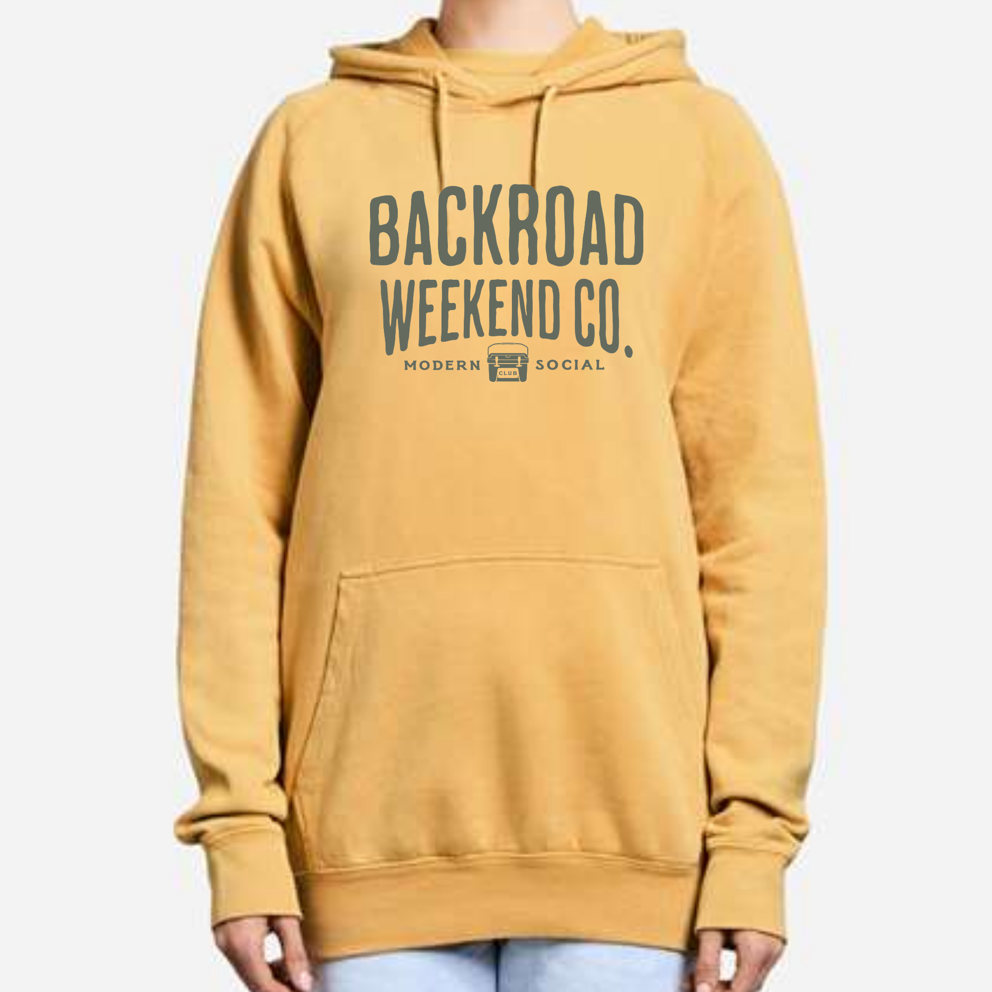 Backroad Weekend Co. Hoodie — Modern Social Club Mustard | Midweight Fleece