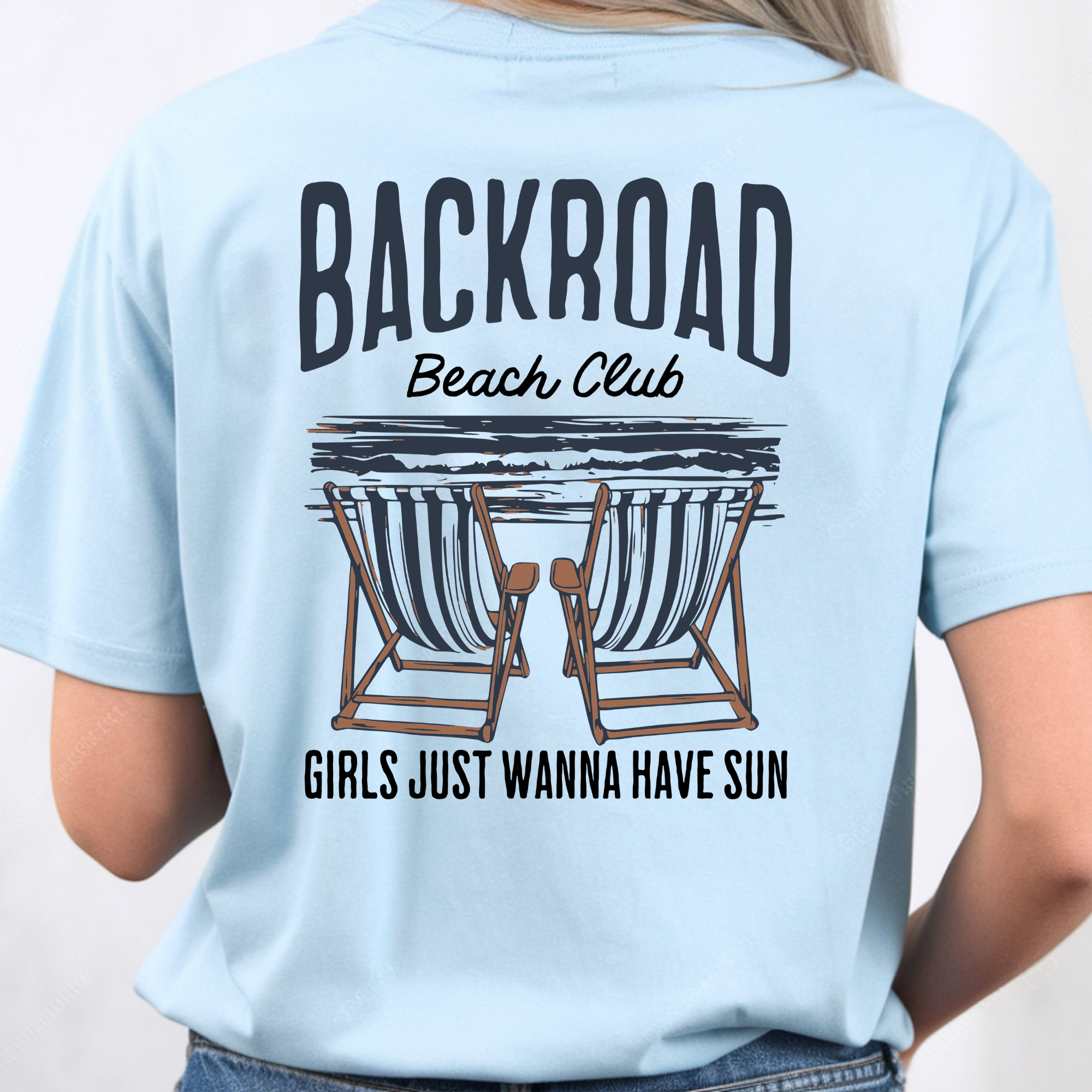 Backroad Beach Club Tee — Girls Just Wanna Have Sun Chambray | Comfort Colors